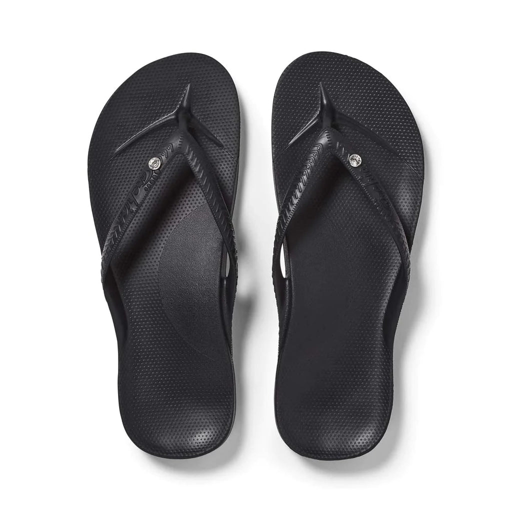 Archies Footwear Arch Support Thongs - Classic - Crystal Black in Single