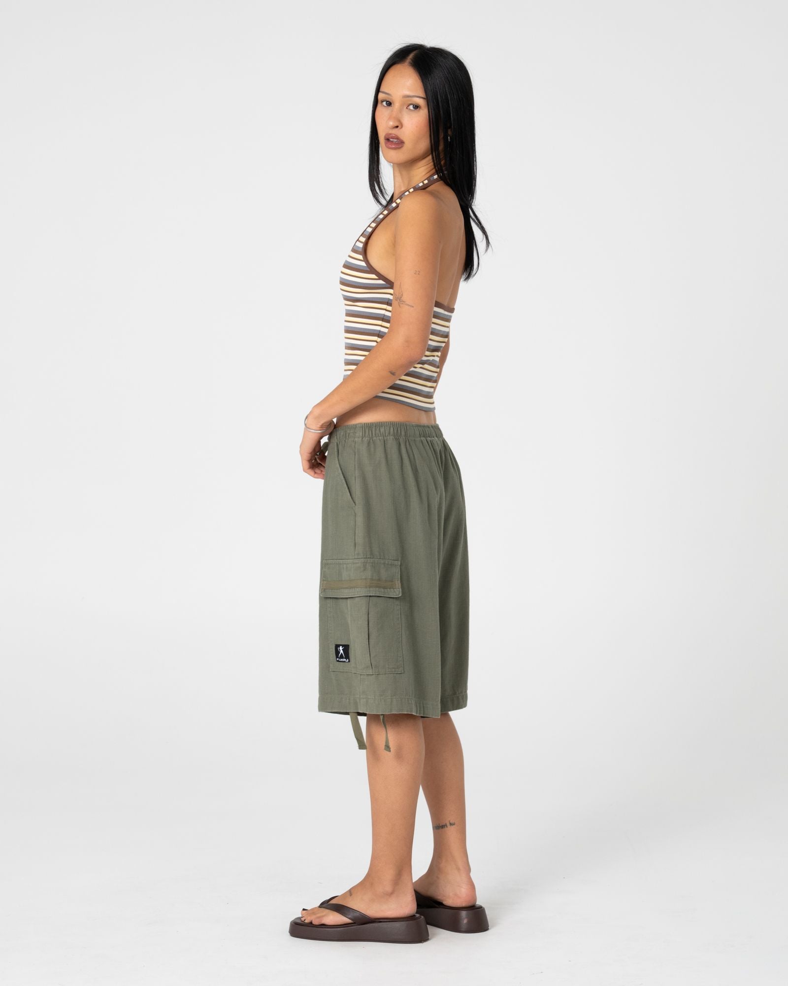 Rusty Halley Halter Top in RETRO AMBER STRIPE