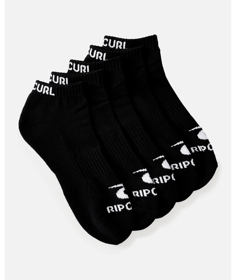 Rip Curl Brand Ankle Sock 5-Pk in BLACK
