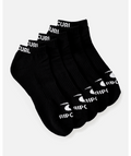 Rip Curl Brand Ankle Sock 5-Pk in BLACK