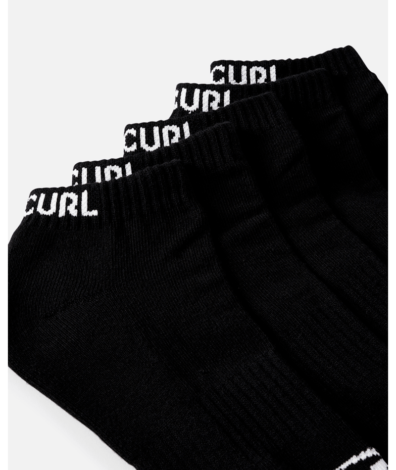Rip Curl Brand Ankle Sock 5-Pk in BLACK