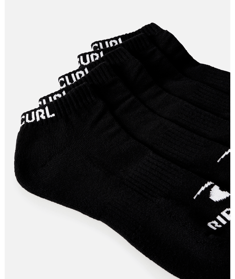 Rip Curl Brand Ankle Sock 5-Pk in BLACK