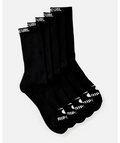 Rip Curl Brand Crew Sock 5-Pk in BLACK