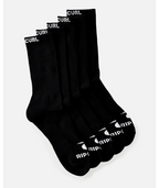 Rip Curl Brand Crew Sock 5-Pk in BLACK