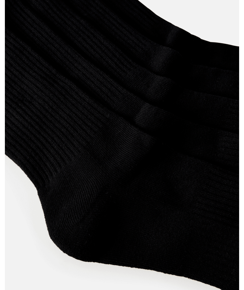 Rip Curl Brand Crew Sock 5-Pk in BLACK