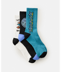 Rip Curl Logo Crew Sock 3-Pk - Boy in BLACK/WHITE