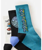 Rip Curl Logo Crew Sock 3-Pk - Boy in BLACK/WHITE