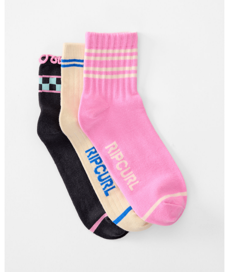 Rip Curl Mixed Socks 3-Pk in PINK