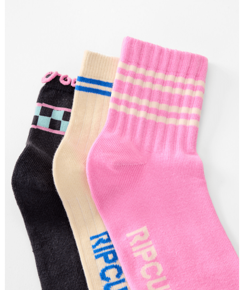 Rip Curl Mixed Socks 3-Pk in PINK