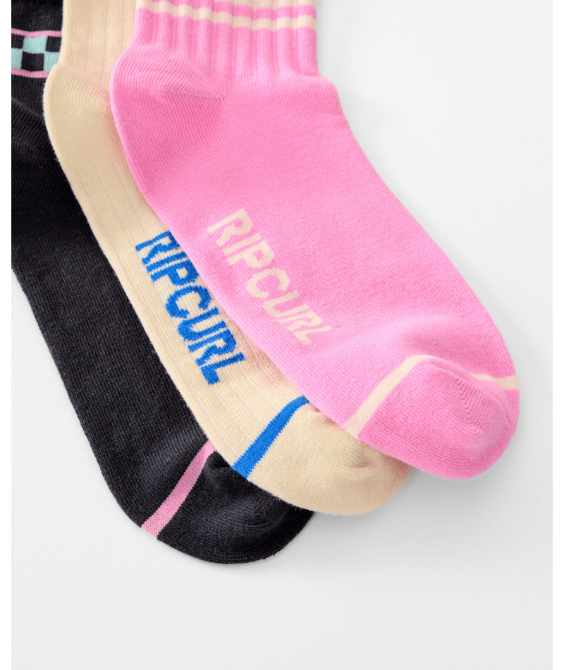 Rip Curl Mixed Socks 3-Pk in PINK