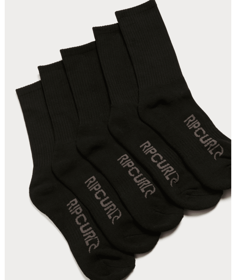 Rip Curl School Crew Sock 5-Pk in BLACK