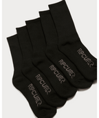 Rip Curl School Crew Sock 5-Pk in BLACK