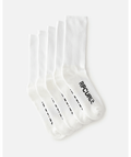 Rip Curl School Crew Sock 5-Pk in WHITE