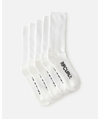 Rip Curl School Crew Sock 5-Pk in WHITE
