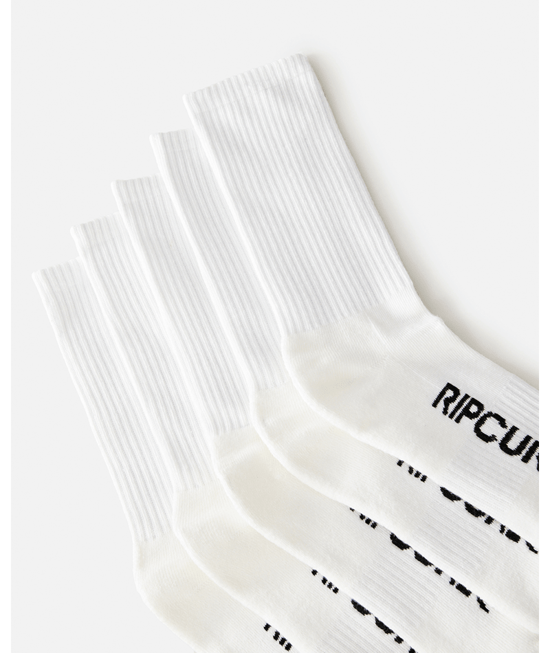 Rip Curl School Crew Sock 5-Pk in WHITE
