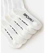 Rip Curl School Crew Sock 5-Pk in WHITE