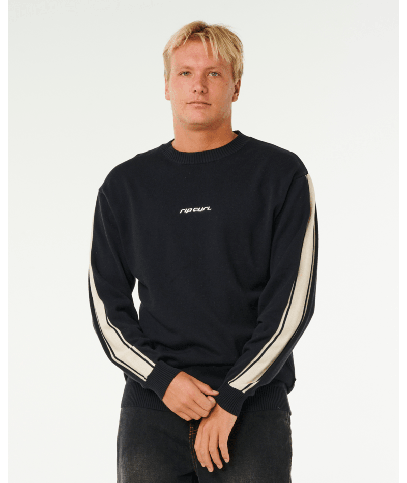 Rip Curl Inner Visions Stripe Knit Crew in BLACK