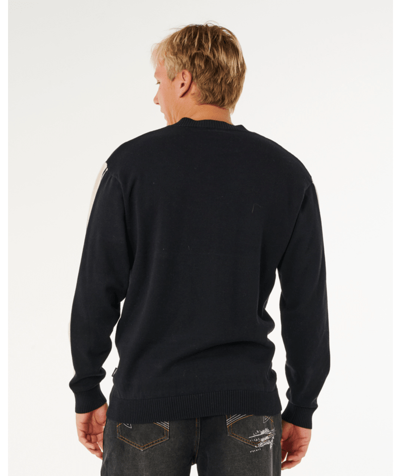 Rip Curl Inner Visions Stripe Knit Crew in BLACK