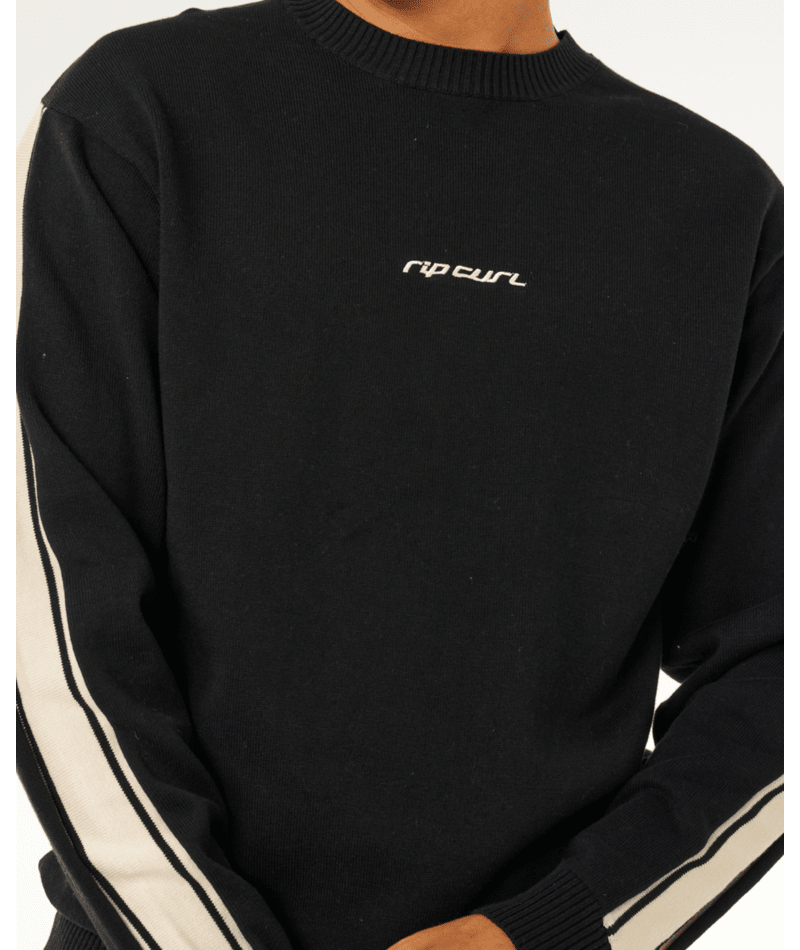 Rip Curl Inner Visions Stripe Knit Crew in BLACK