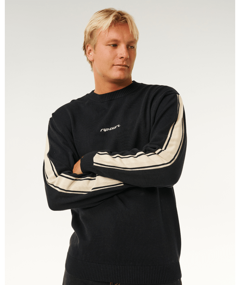 Rip Curl Inner Visions Stripe Knit Crew in BLACK