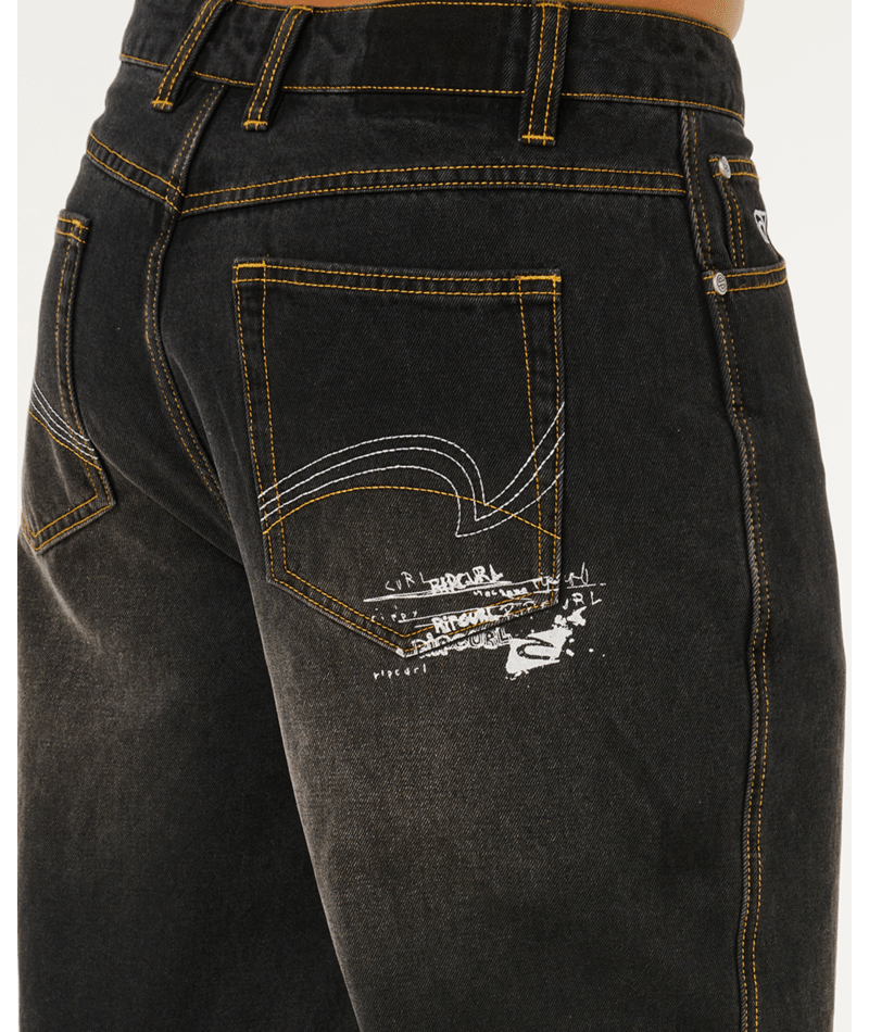 Rip Curl Inner Visions Denim Pant in DARK ACID BLACK