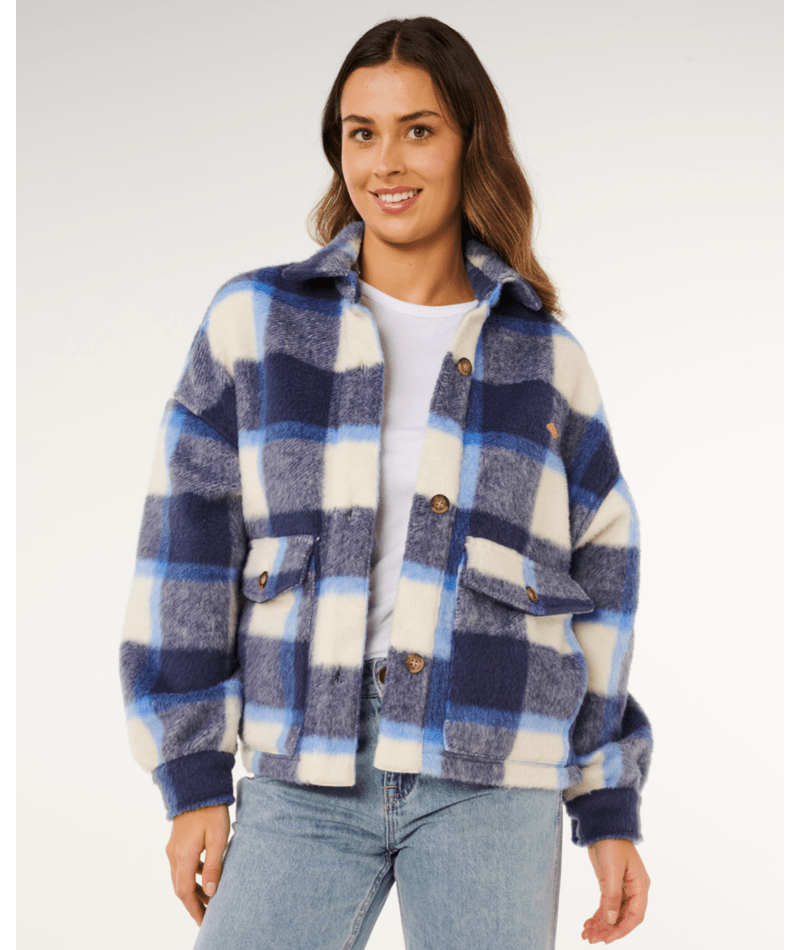 Rip Curl Cala Nights Check Jacket in BLUE