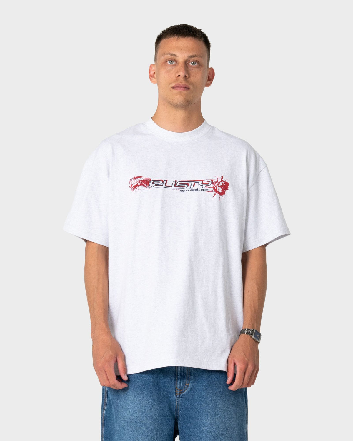 Rusty Four By Four Graphic Tee in ECRU MARLE