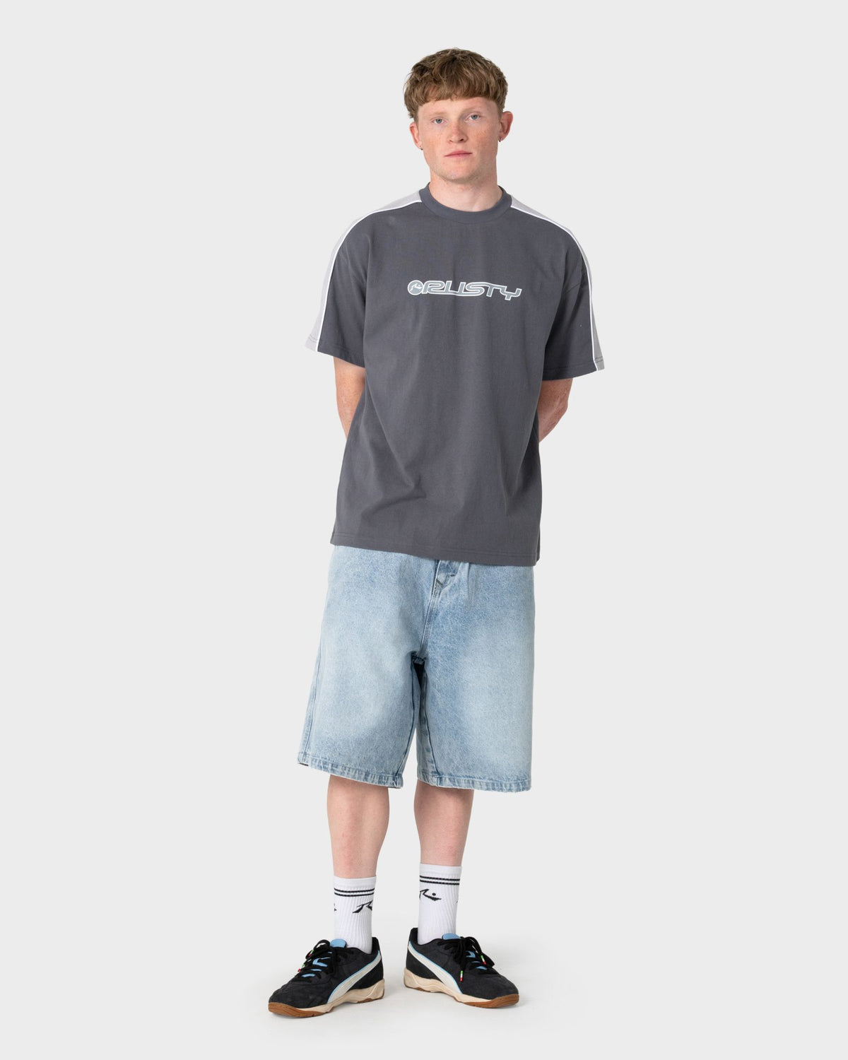 Rusty Alonso Graphic Panel Tee in STEEL