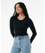 Rip Curl Classic Ribbed L/S Tee in BLACK
