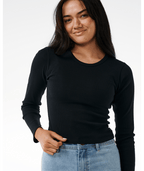 Rip Curl Classic Ribbed L/S Tee in BLACK