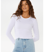 Rip Curl Classic Ribbed L/S Tee in OPTICAL WHITE