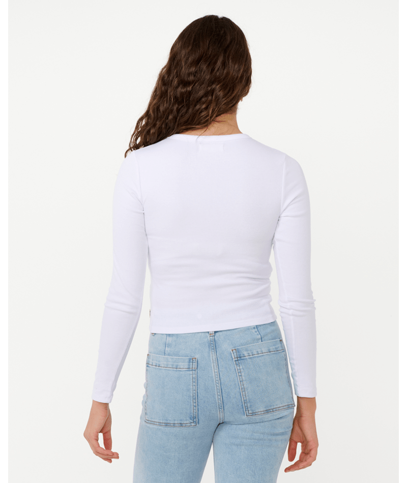 Rip Curl Classic Ribbed L/S Tee in OPTICAL WHITE
