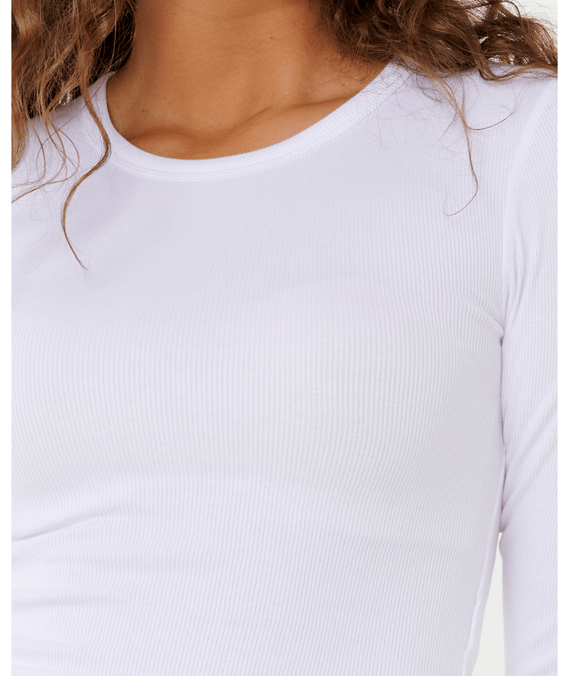Rip Curl Classic Ribbed L/S Tee in OPTICAL WHITE