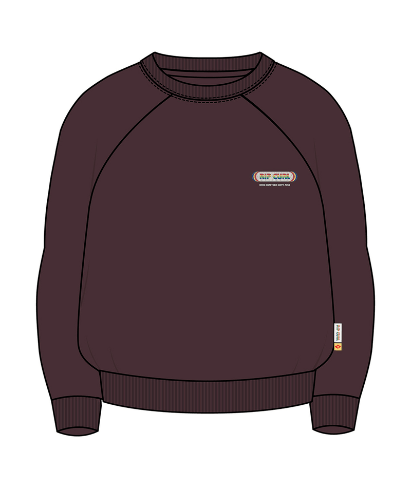 Rip Curl Since 1969 Raglan Crew in FUDGE