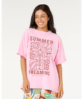 Rip Curl Dreaming Heritage Tee in PASTEL PINK
