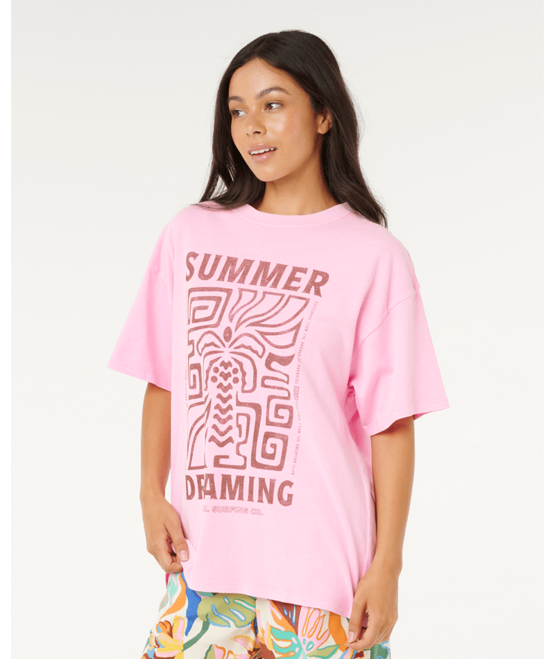 Rip Curl Dreaming Heritage Tee in PASTEL PINK