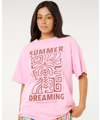Rip Curl Dreaming Heritage Tee in PASTEL PINK