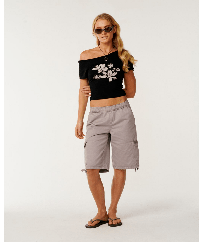 Rip Curl Echo Wave Off Shoulder Tee in Black