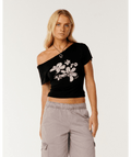 Rip Curl Echo Wave Off Shoulder Tee in Black