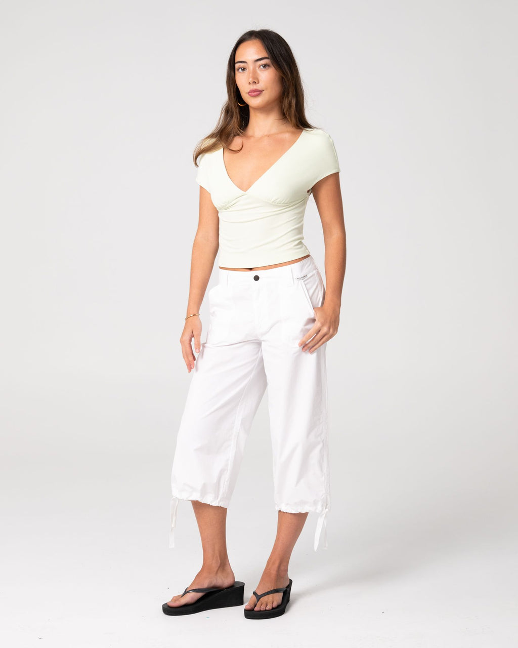 Rusty Cameron Low Rise Relaxed Capri Pant in WHITE