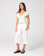 Rusty Cameron Low Rise Relaxed Capri Pant in WHITE