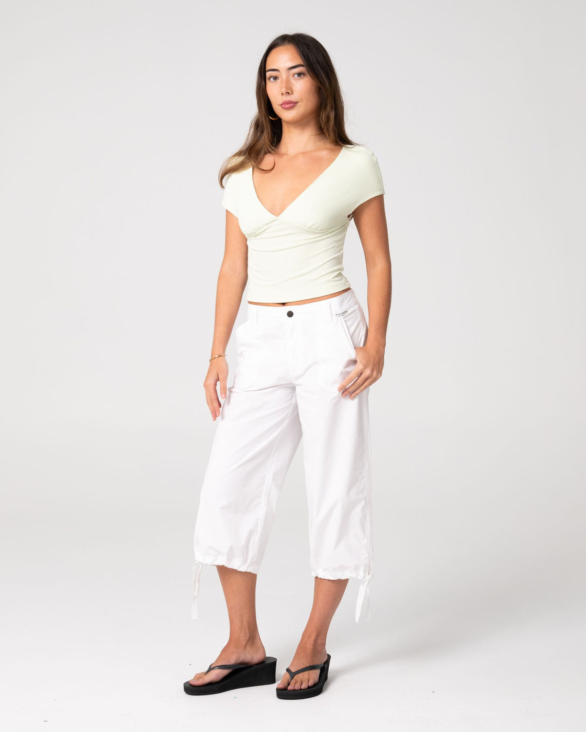 Rusty Cameron Low Rise Relaxed Capri Pant in WHITE