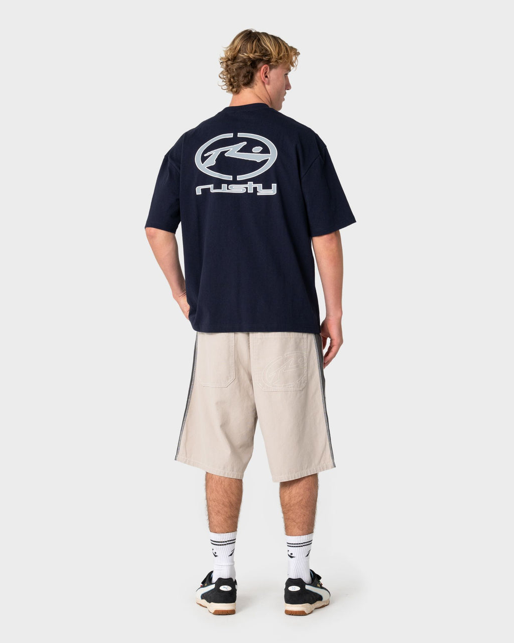 Rusty Turbo Oversized Graphic Tee in NAVY BLUE