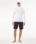Rip Curl Search UPF50 Performance Hood Long Sleeve Rash Vest in White