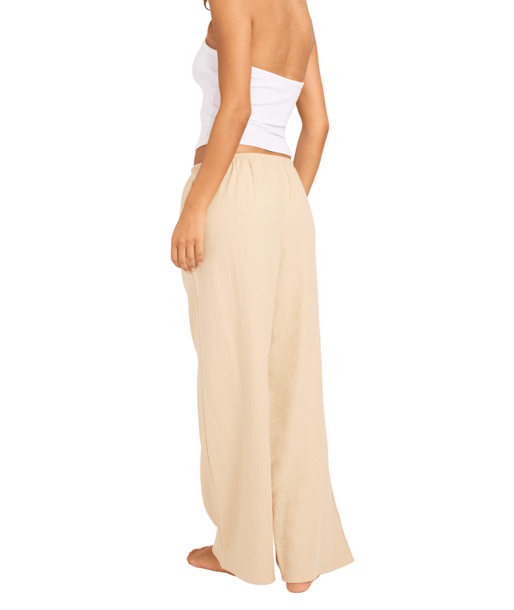 Roxy Womens Lolani Elastic Waist Pants in Parchment