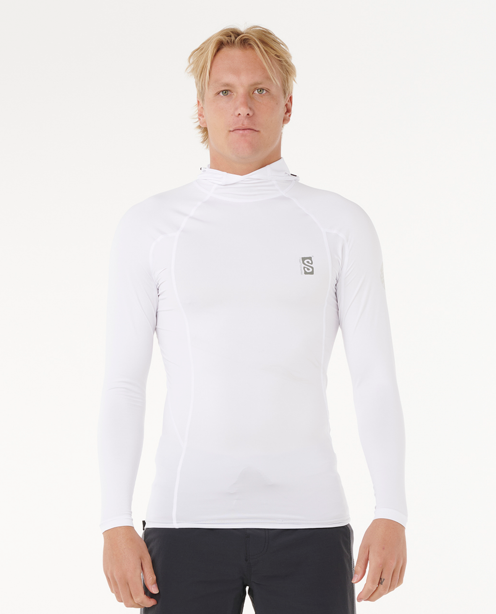 Rip Curl Search UPF50 Performance Hood Long Sleeve Rash Vest in White