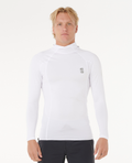 Rip Curl Search UPF50 Performance Hood Long Sleeve Rash Vest in White