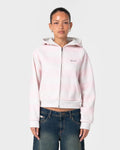 Rusty G6 CROPPED ZIP THROUGH HOODED FLEECE in ECRU MARLE / PINK