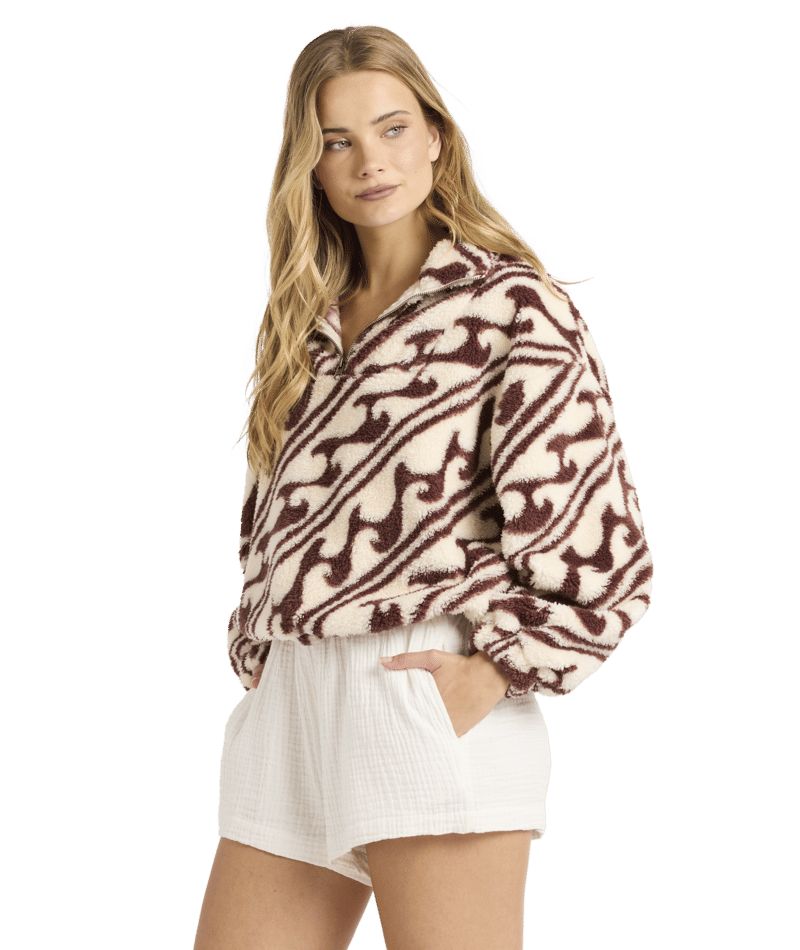 Billabong Dark Wave Half Zip Crew in TEAK