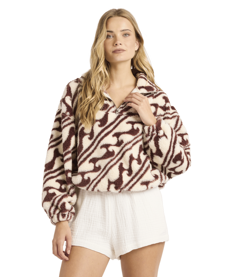 Billabong Dark Wave Half Zip Crew in TEAK